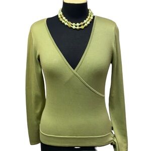 BCBG Surplice Wrap Blouse Green